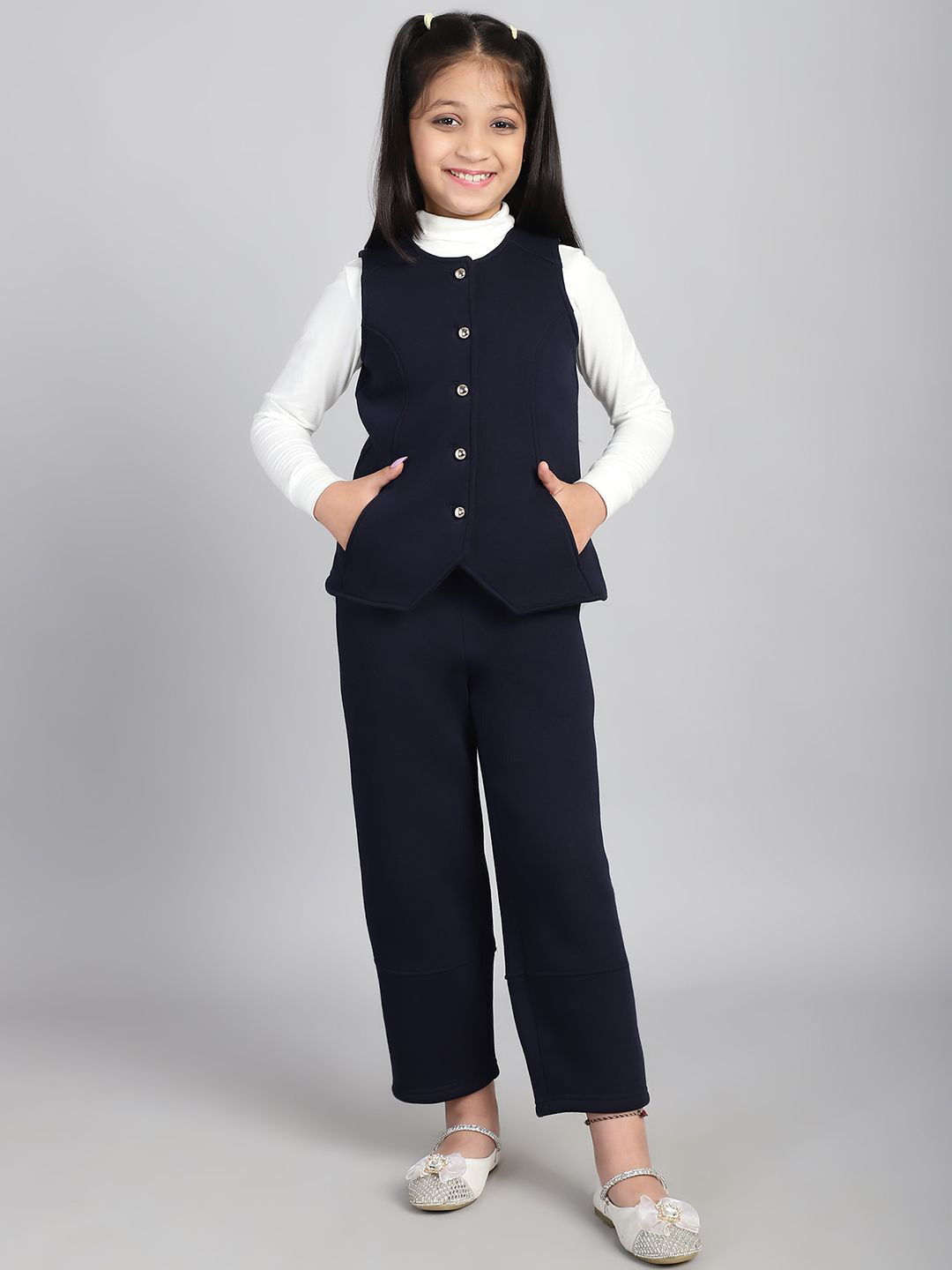 Baawri Girls Round Neck Coat With Trousers