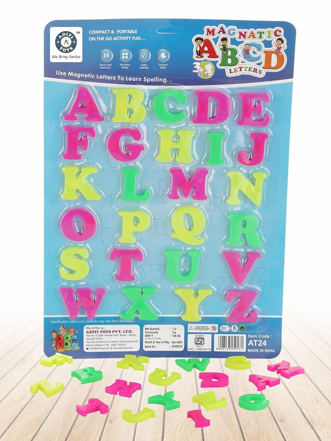 Aditi Toys Kids BPA Free Magnetic Learning Alphabet - Capital ABCD Magnetic Letters