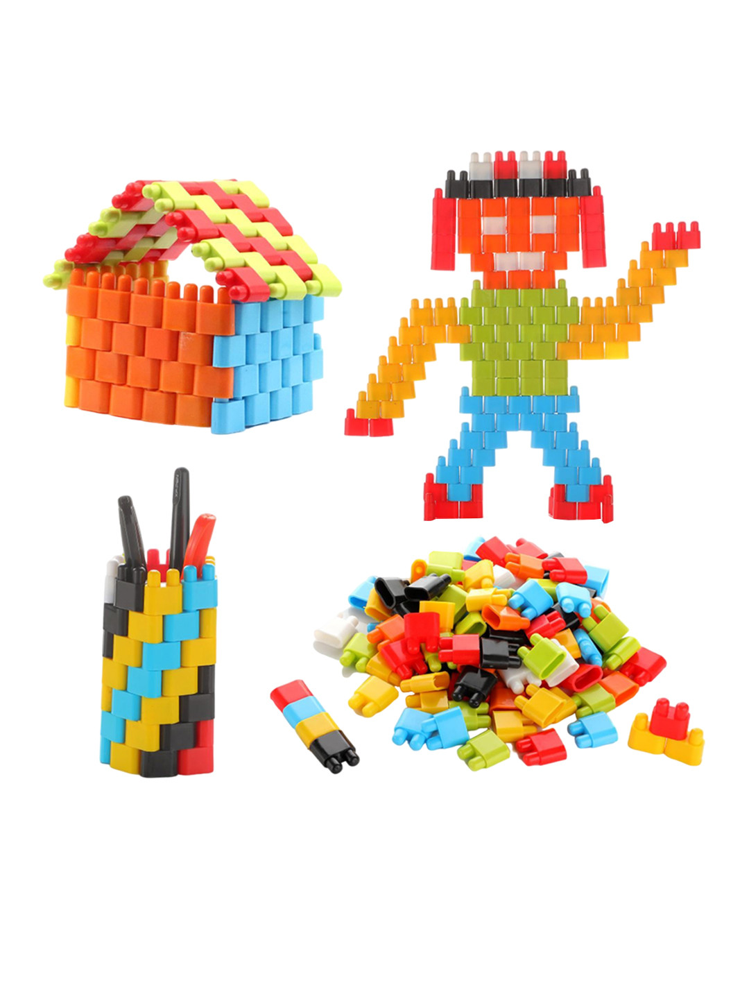 Aditi Toys Kids BPA Free Bullet Puzzle Blocks - DIY Educational Building Blocks-150 pcs