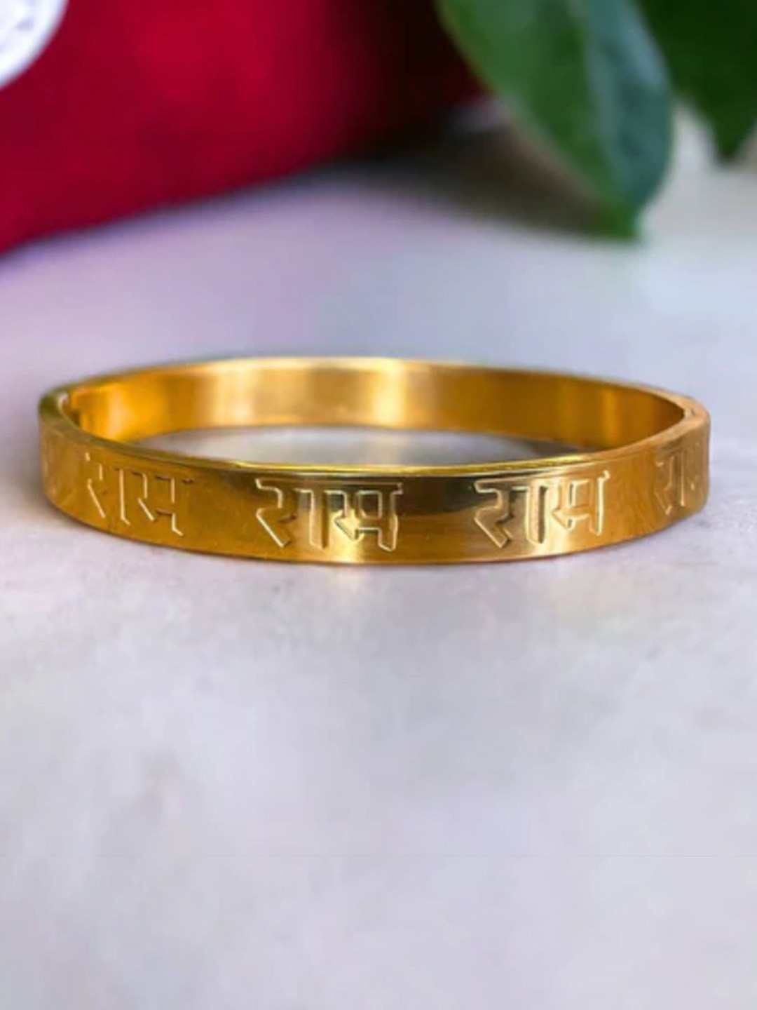 WATCHSTAR Men Gold-Plated Stainless Steel Lord Ram Kada Bracelet