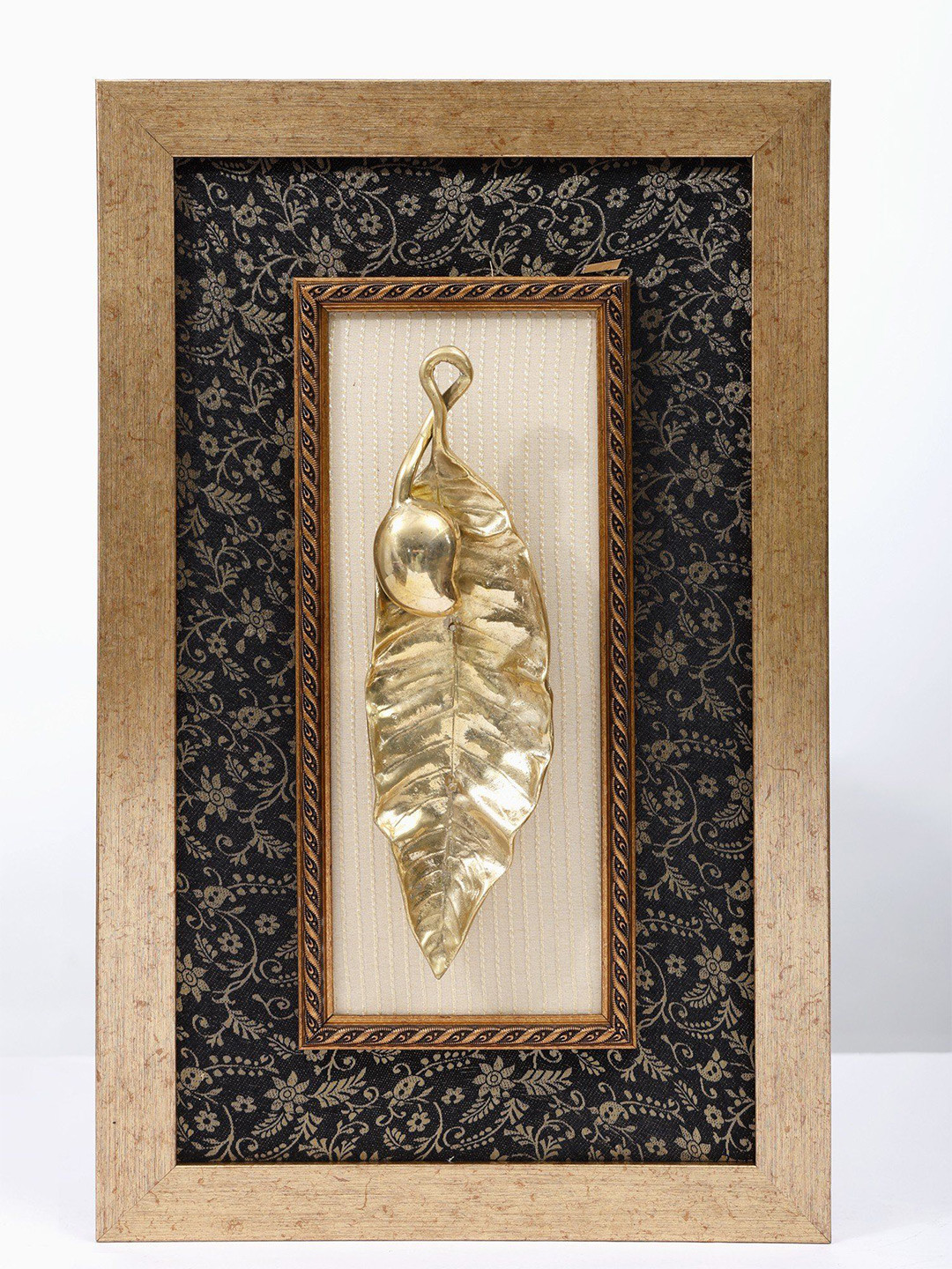 Exotic India Mango with Leaf Brass Floral Antique Hall Wall Hangings-11.5In