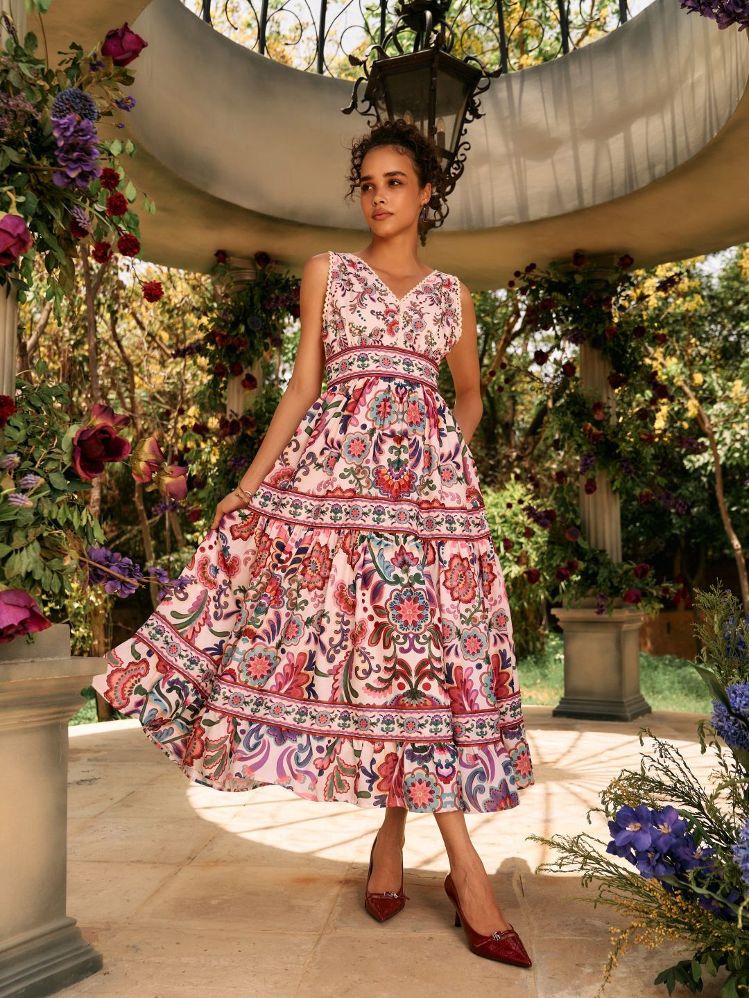 Style Island Floral Print Cotton Maxi Dress
