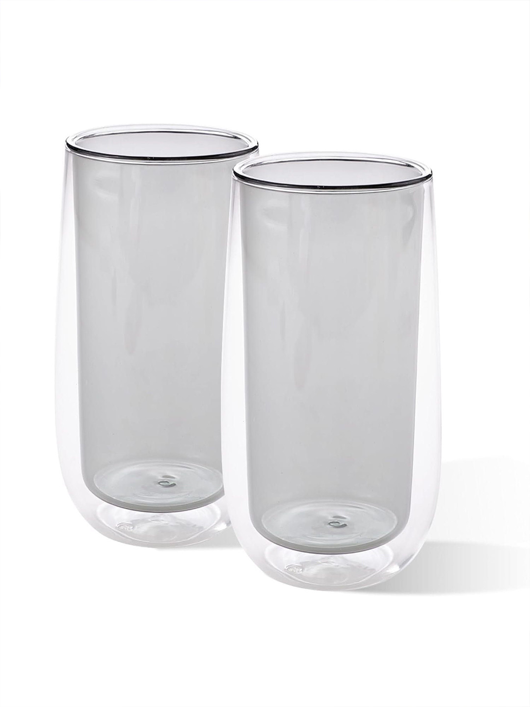 Kuber Industries Grey 2 Pieces Double Walled Water Glasses 240 ml Each