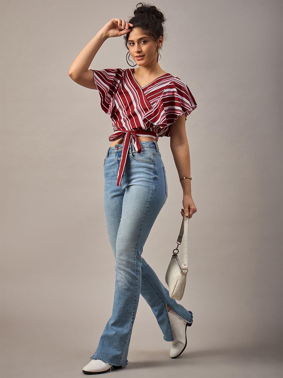 The Roadster Lifestyle Co Striped Crop Tops