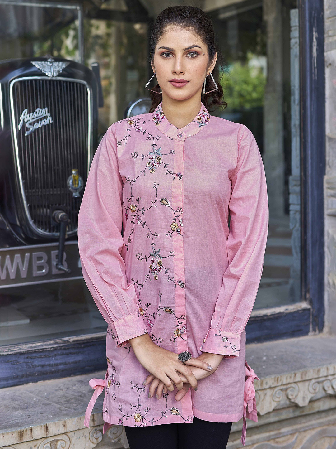 PEACH PIPER  Puff Sleeve High Low Shirt