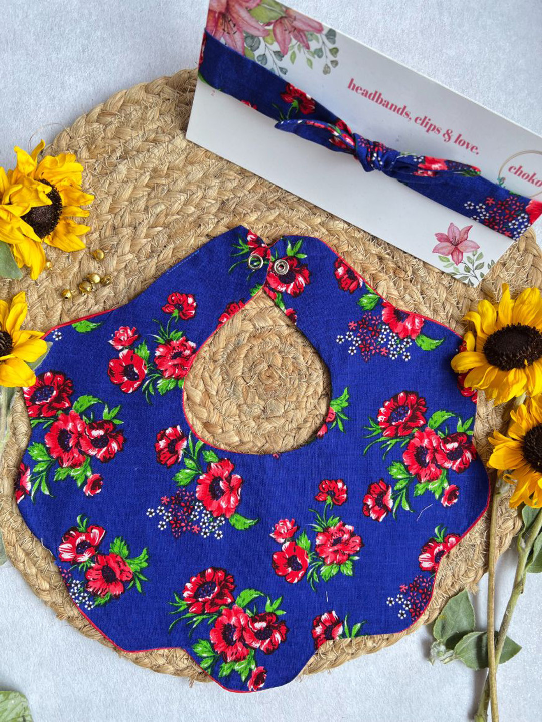 Choko Baby Girls Printed Pure Cotton Bib & Headband