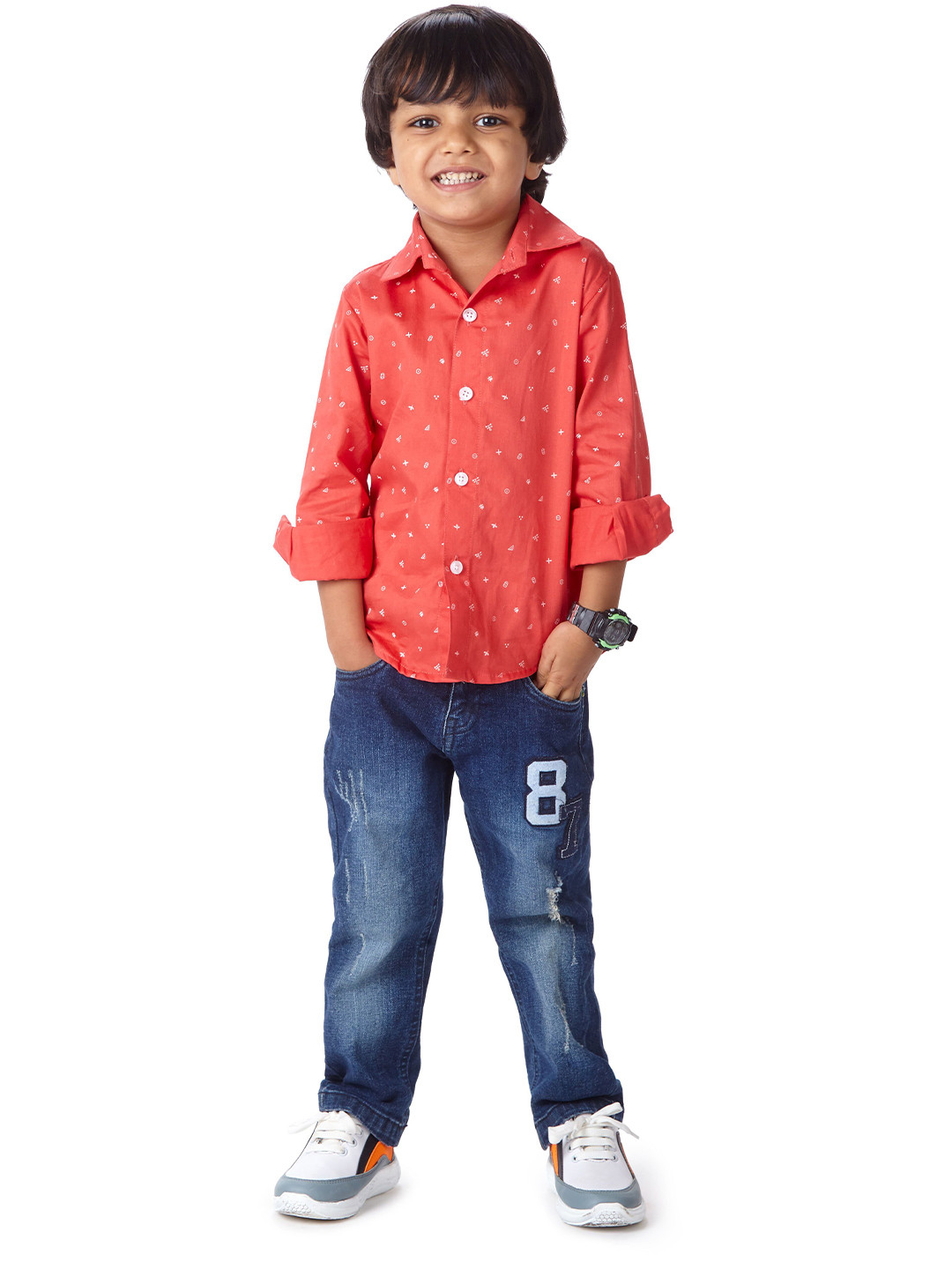 Babywish Unisex Kids Standard Opaque Printed Casual Shirt