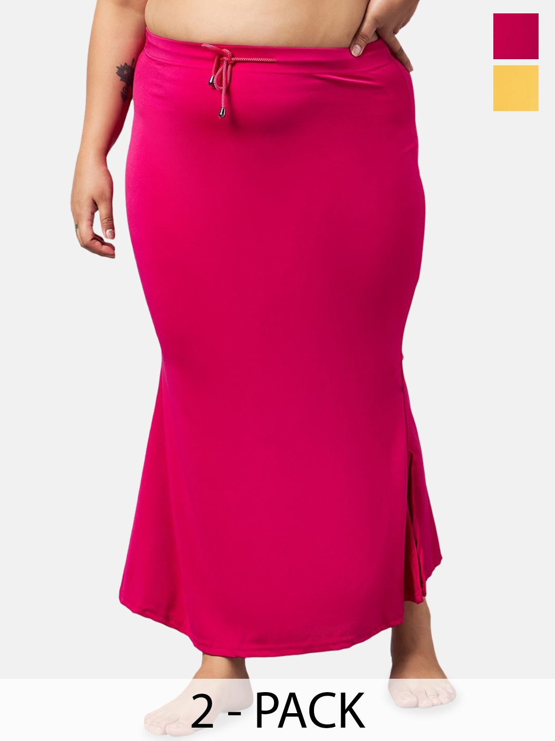 Curves By ZeroKaata Pack of 2 Plus Size Mermaid Fit Saree Shapewear Petticoat For Women