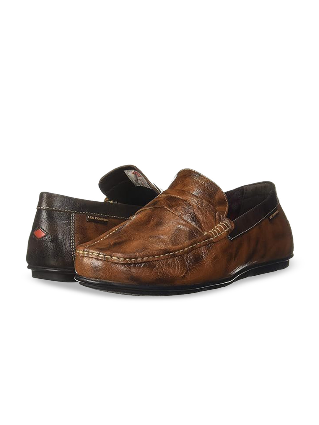 Lee Cooper Men Textured Leather Penny Loafers