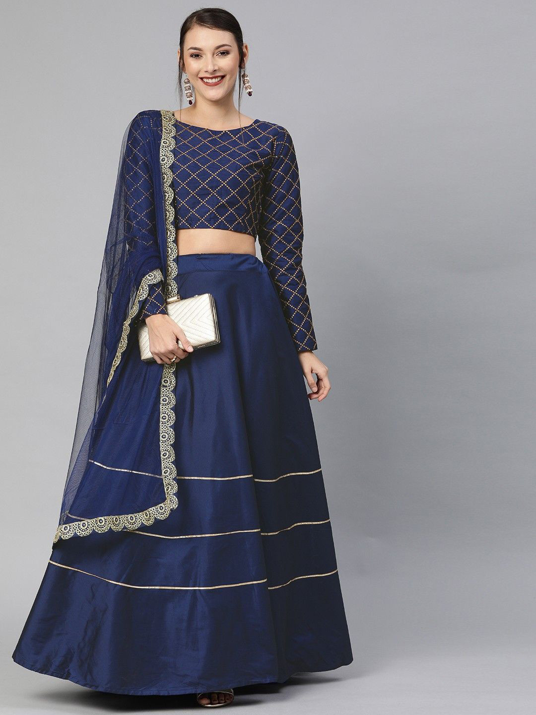 Fabcartz Embroidered Semi-Stitched Lehenga & Unstitched Blouse With Dupatta