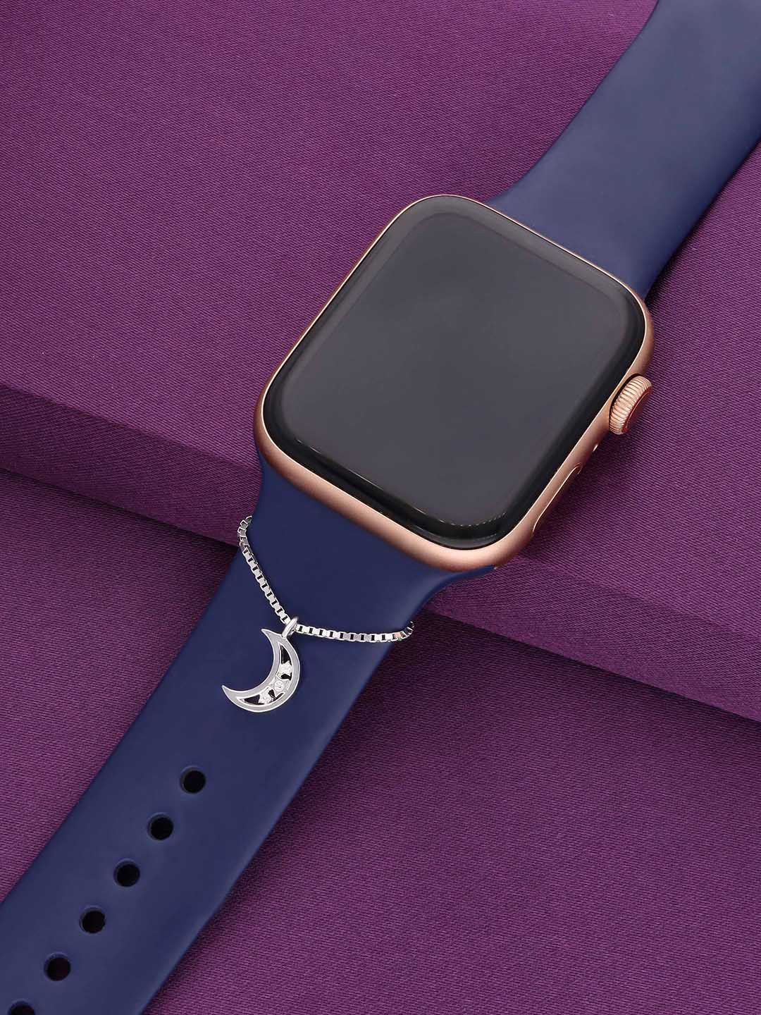 KAI JEWEL Sterling Silver Embellished Stone Studded Crescent Watch Charm