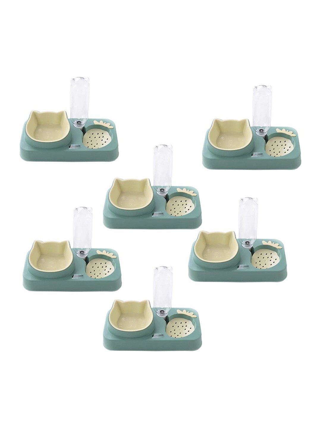 Kuber Industries 6 Pcs Plastic Pet Bowl With Replaceable Water Bottle