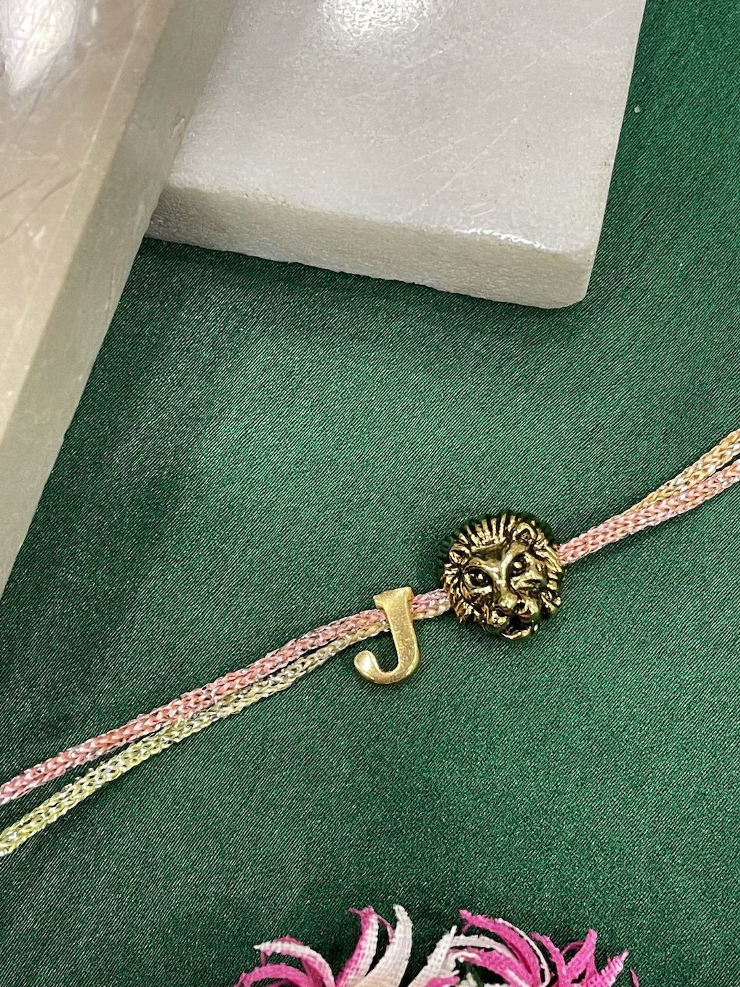 Digital Dress Room Lion Charm J Initial Thread Rakhi