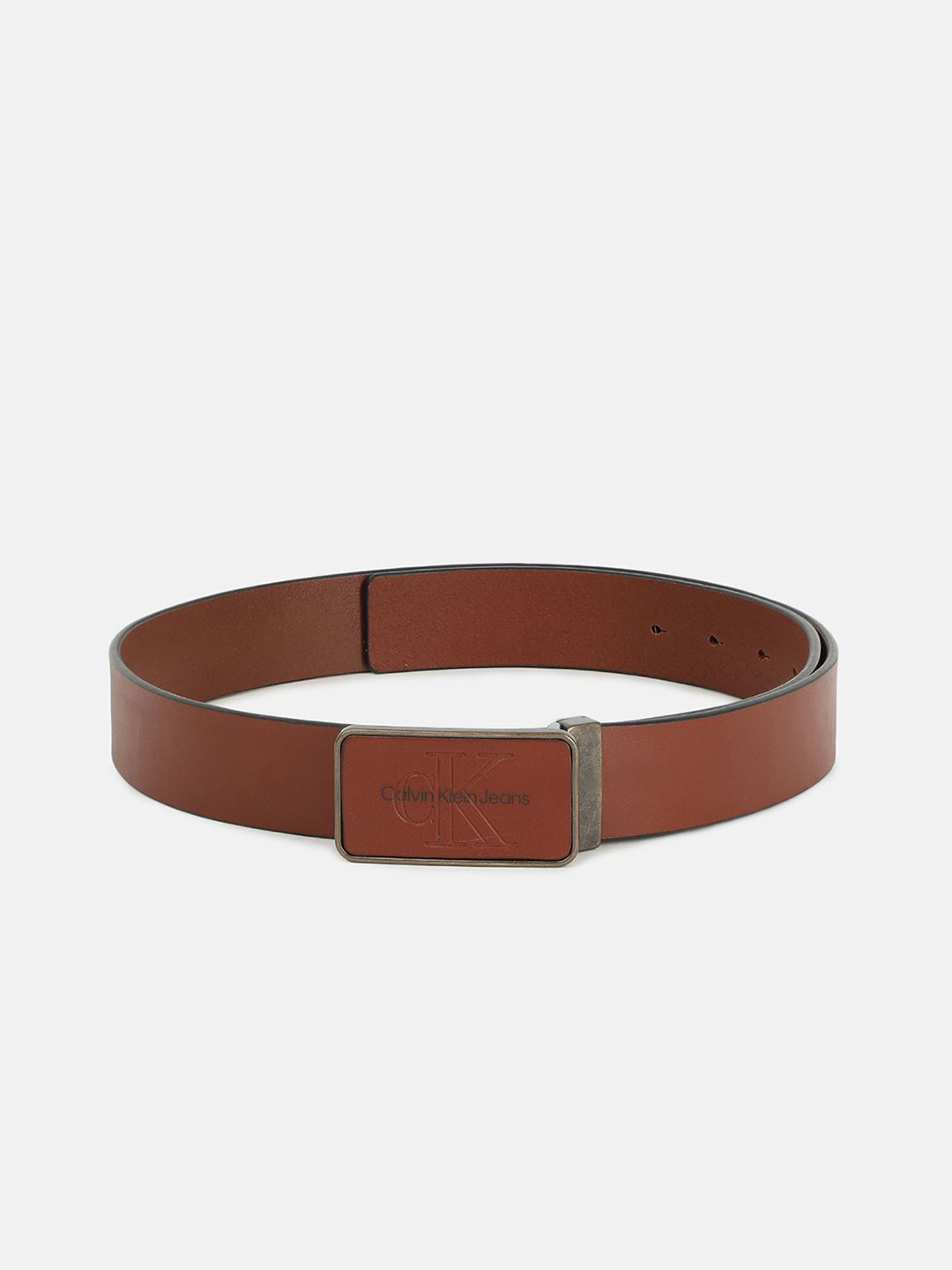Calvin Klein Men Solid Leather Push Pin Casual Belt