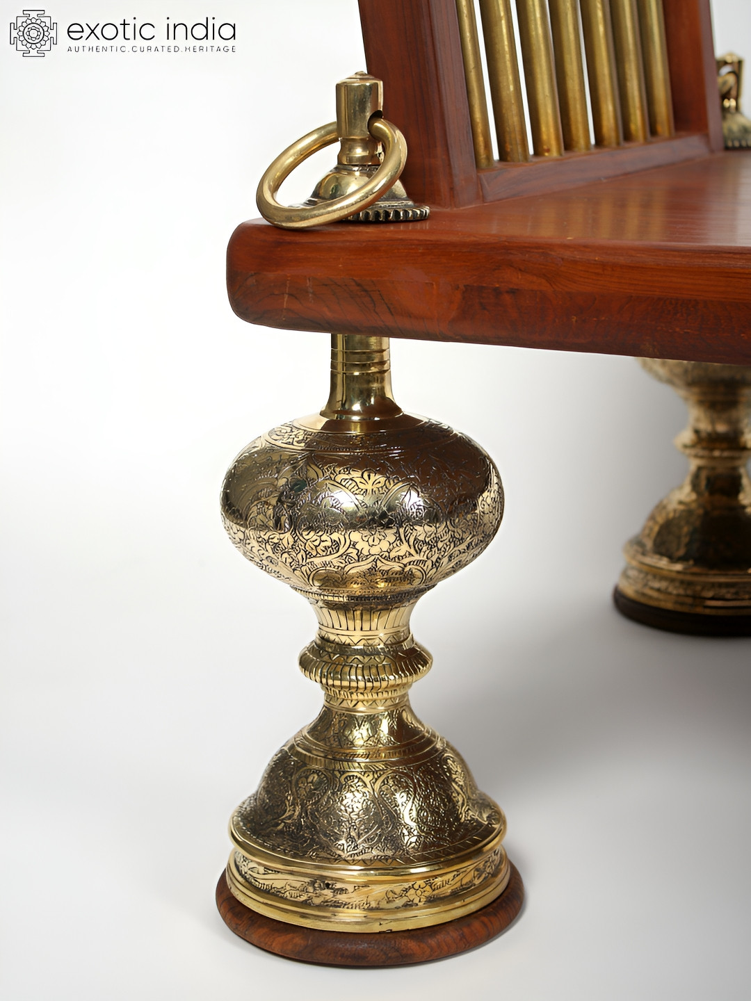 Exotic India Beautiful Swing with Foot Brown Brass Metallic Living Room Large Showpiece - 19 Inches