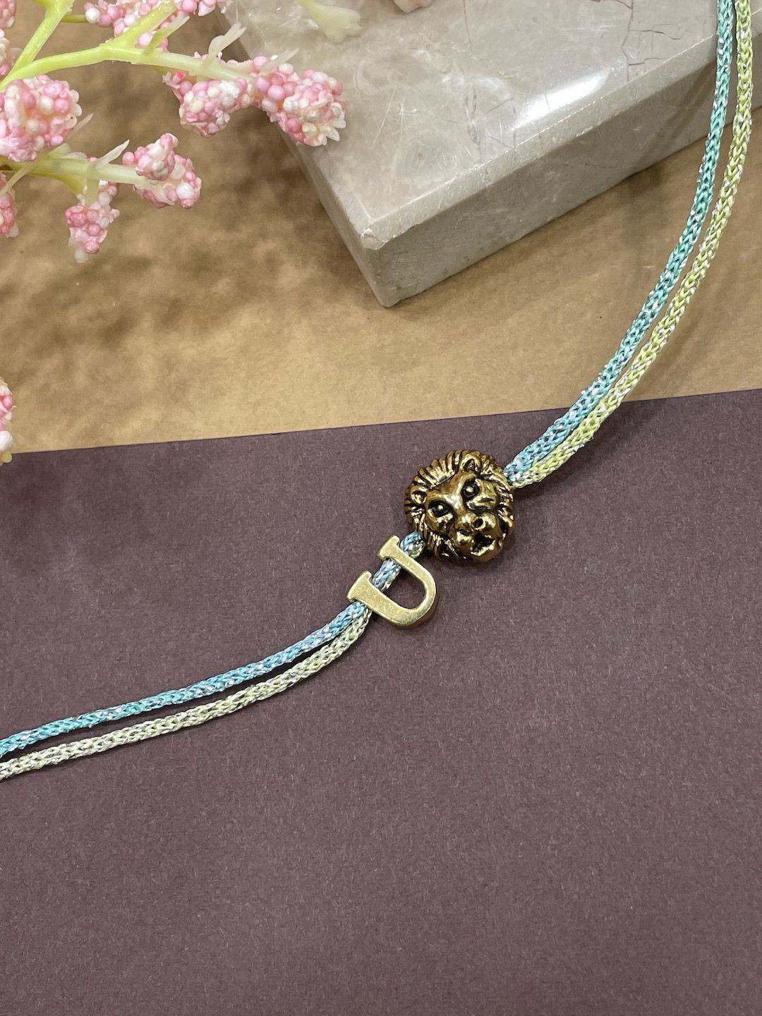 Digital Dress Room U Letter Lion Charm Thread Rakhi