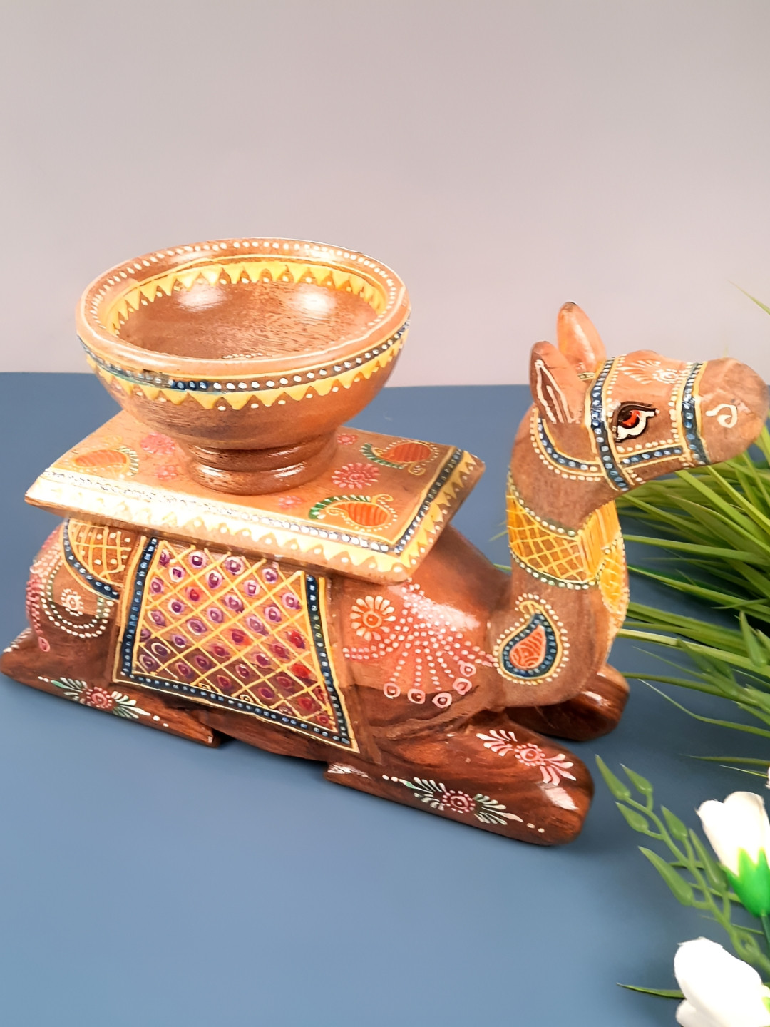apka mart Brown & Yellow Birds and Animals Wooden Figurine Showpiece