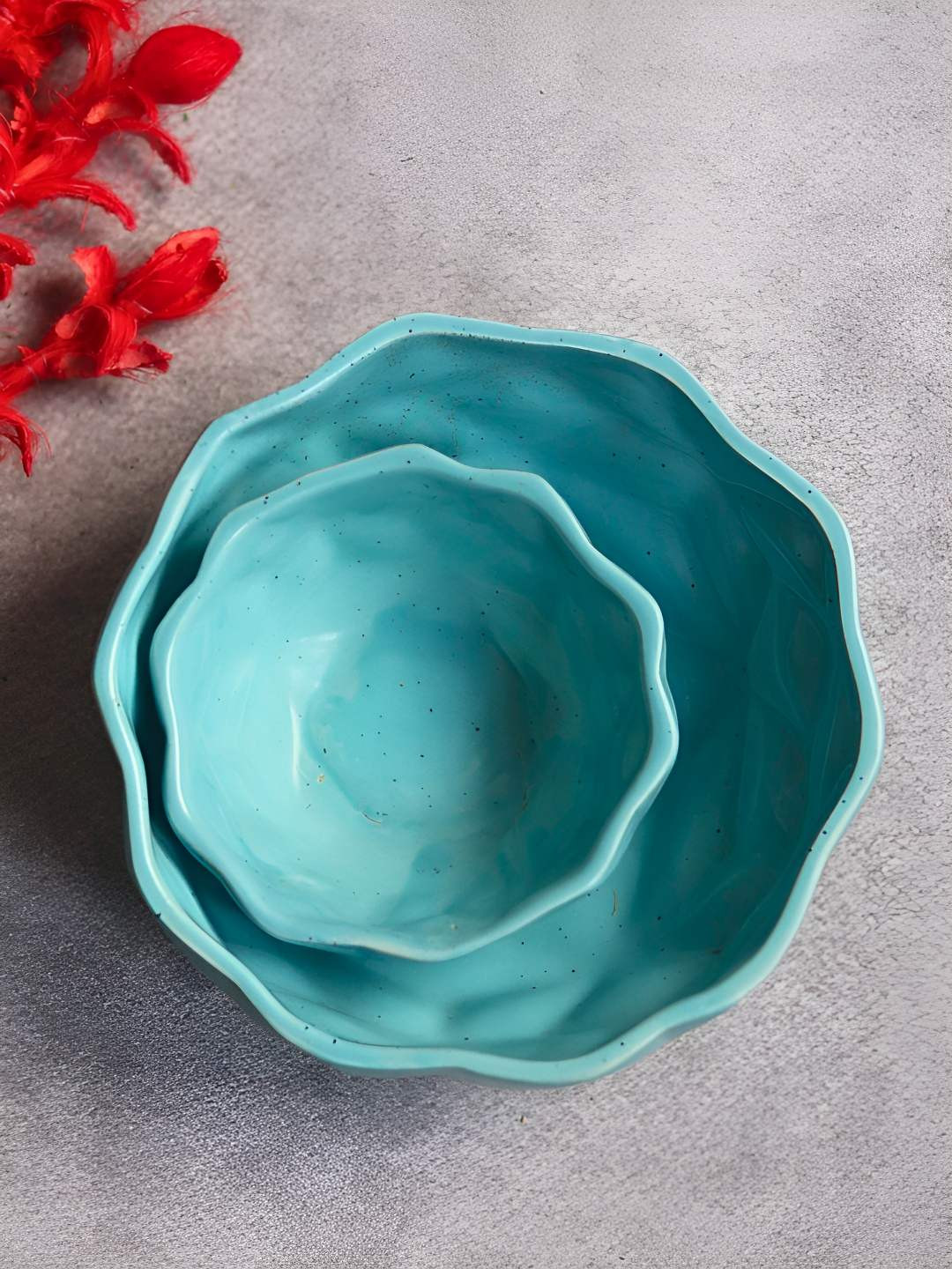 WEAVING HOMES Blue 2 Pieces Ceramic Breakfast Bowls