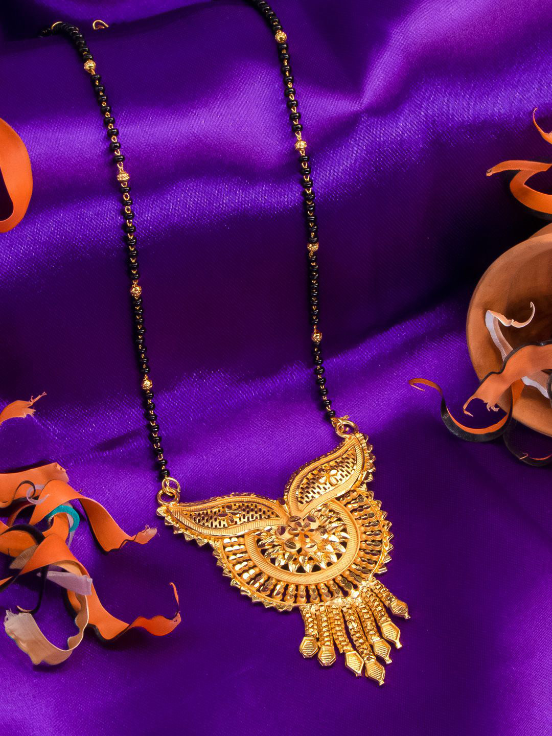 Manikya Gold-Plated Artificial Beads American Diamond Rhodium Mangalsutra