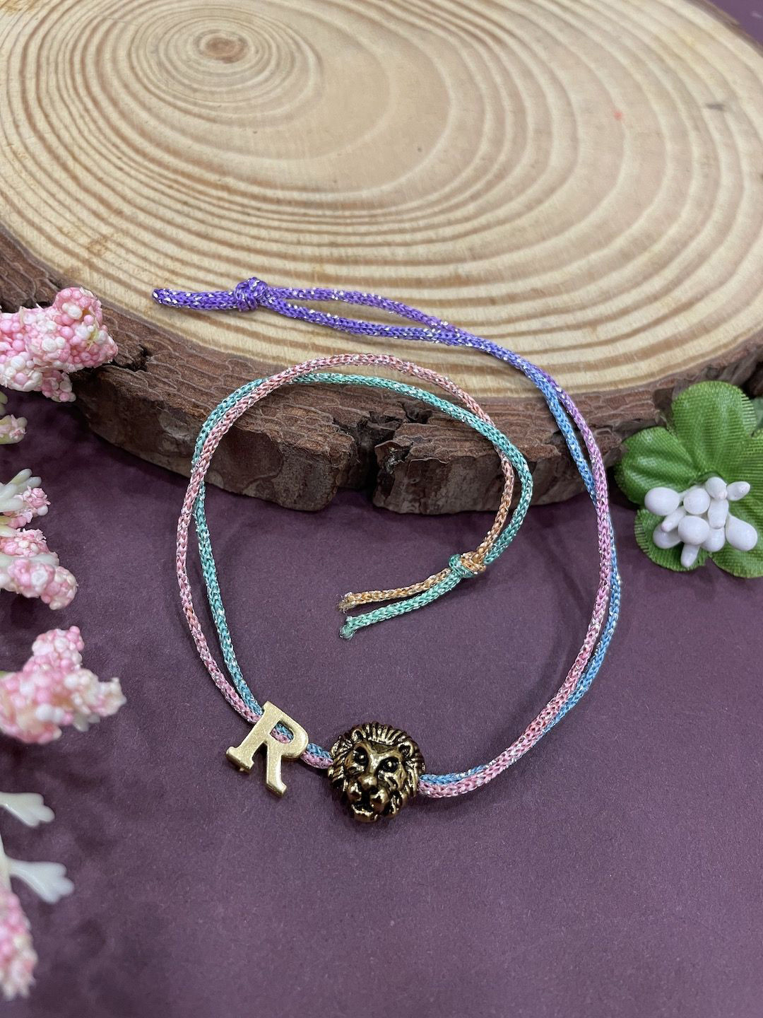 Digital Dress Room R Letter Lion Charm Thread Rakhi