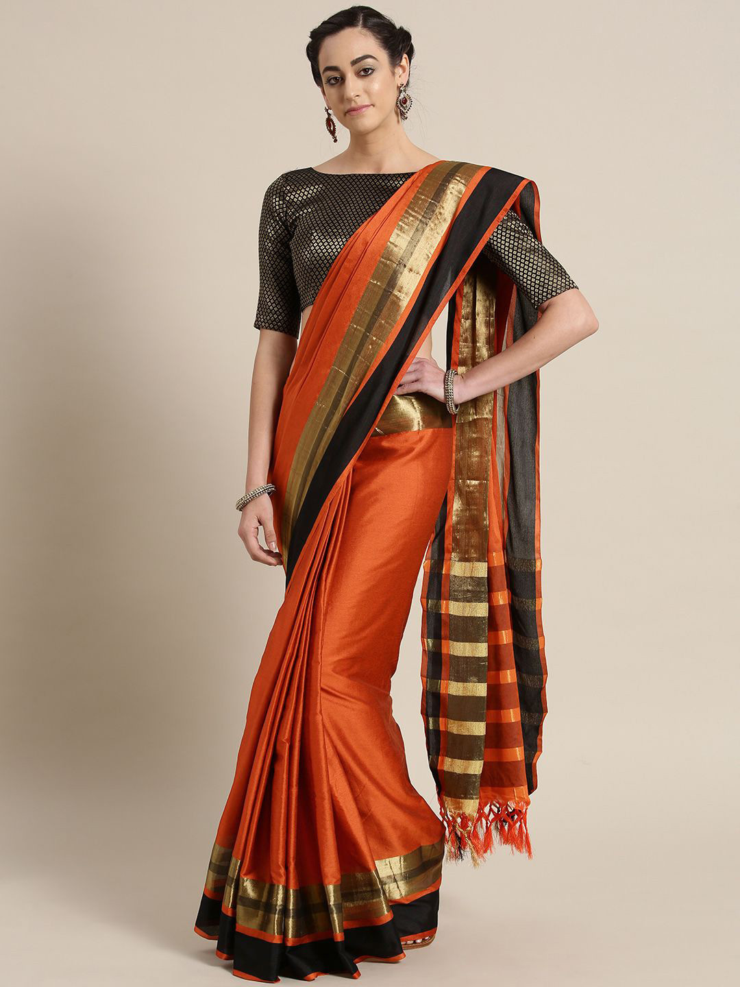 Saree mall Zari Silk Blend Uppada Sarees