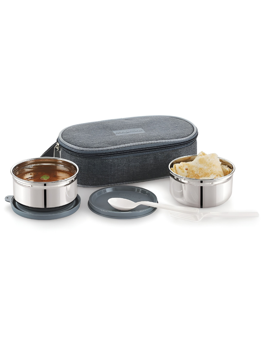 MAGNUS Homeware Stainless Steel Leak Resistant 3PCs Lunch Box With Spoon and Fork