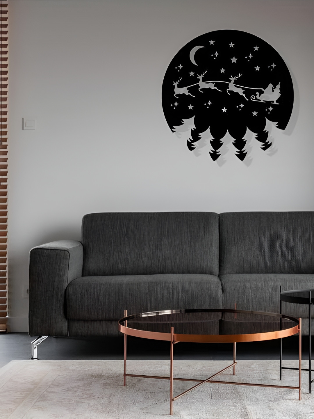 ARTROOMS Raindeer's with Santa Claus Metal Hanging Hall Signs and Plaques-25In