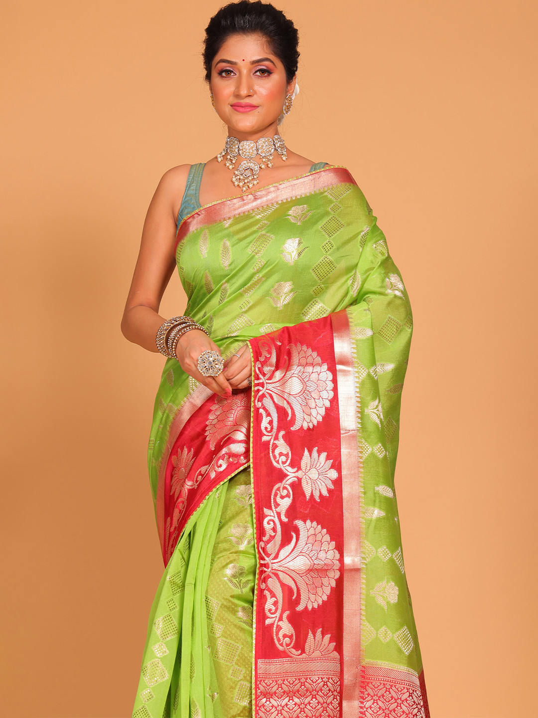 Morchari Floral Zari  Multicolor Saree