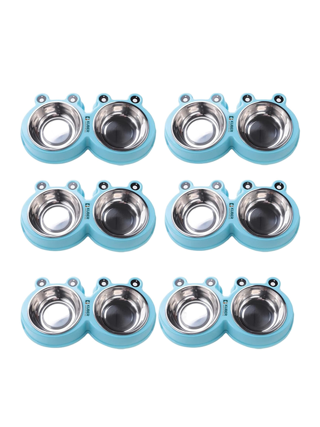 Kuber Industries 6 Pcs Blue Stainless Steel Dog Food Bowl