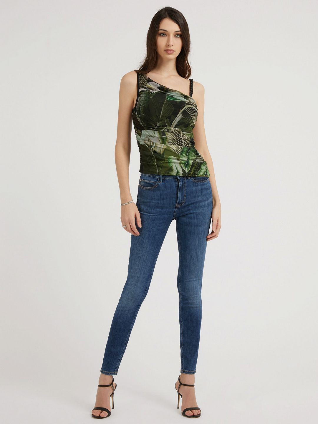 GUESS Women Floral Printed One Shoulder Top