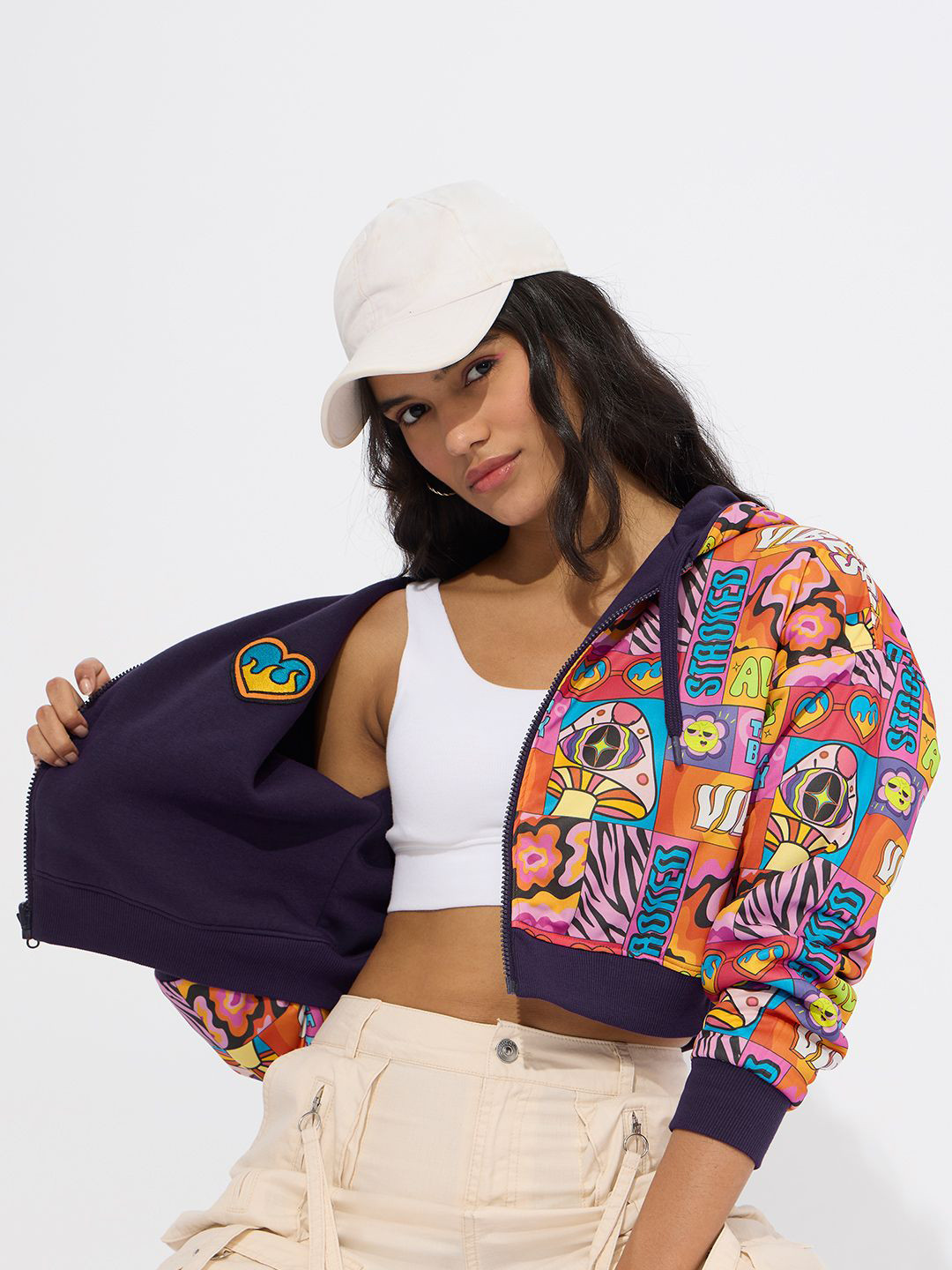 The Souled Store Women Abstract Printed Pure Cotton Hoodies