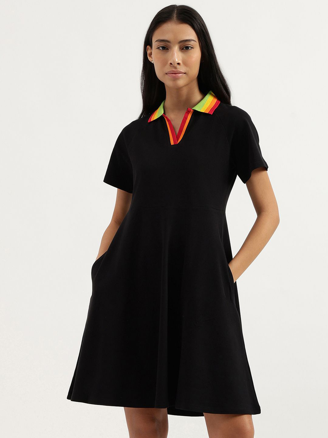 United Colors of Benetton Polo Collar A-Line Dress