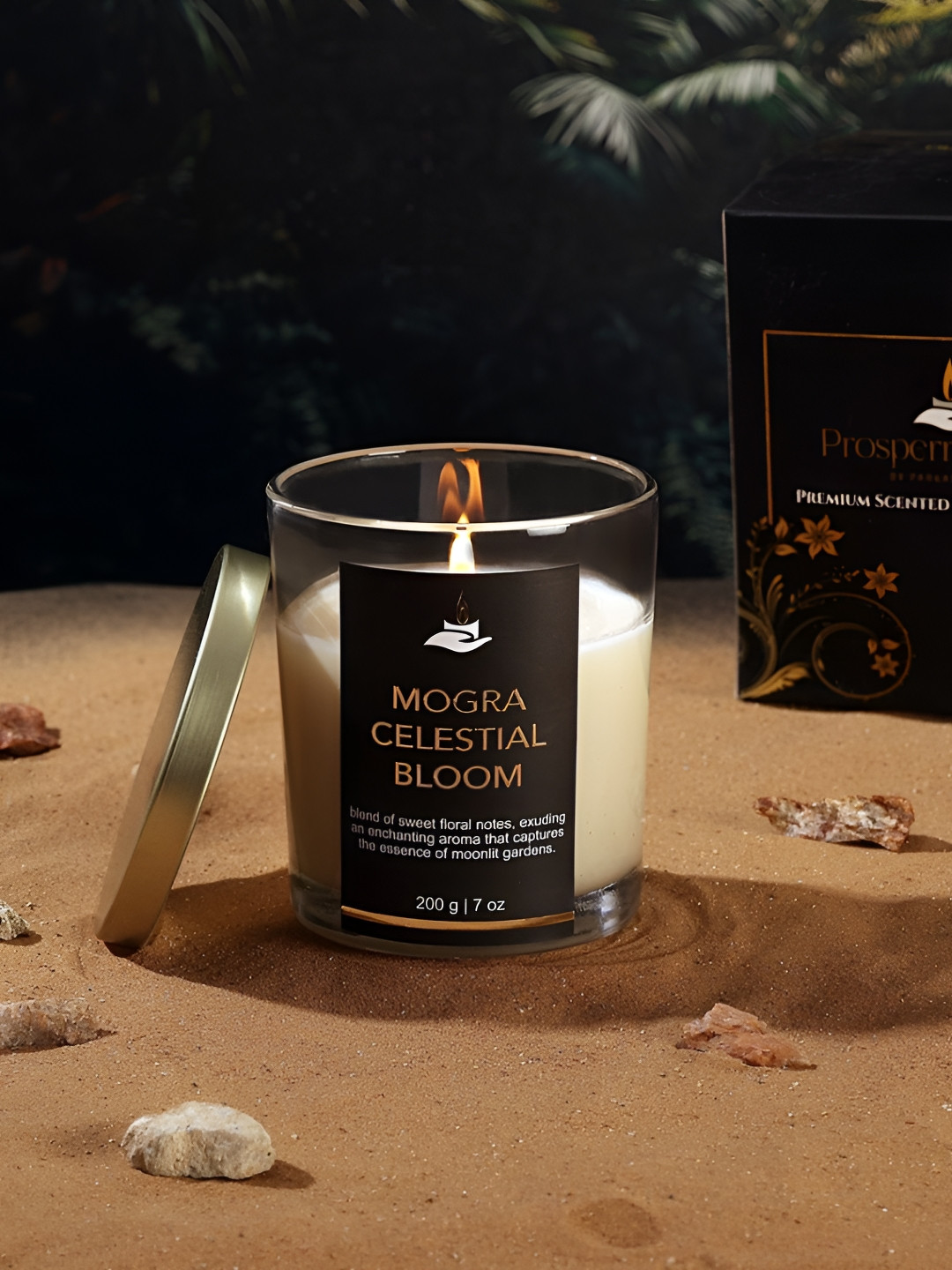 Parkash Candles White & Black Mogra Celestial Bloom Jar Candle