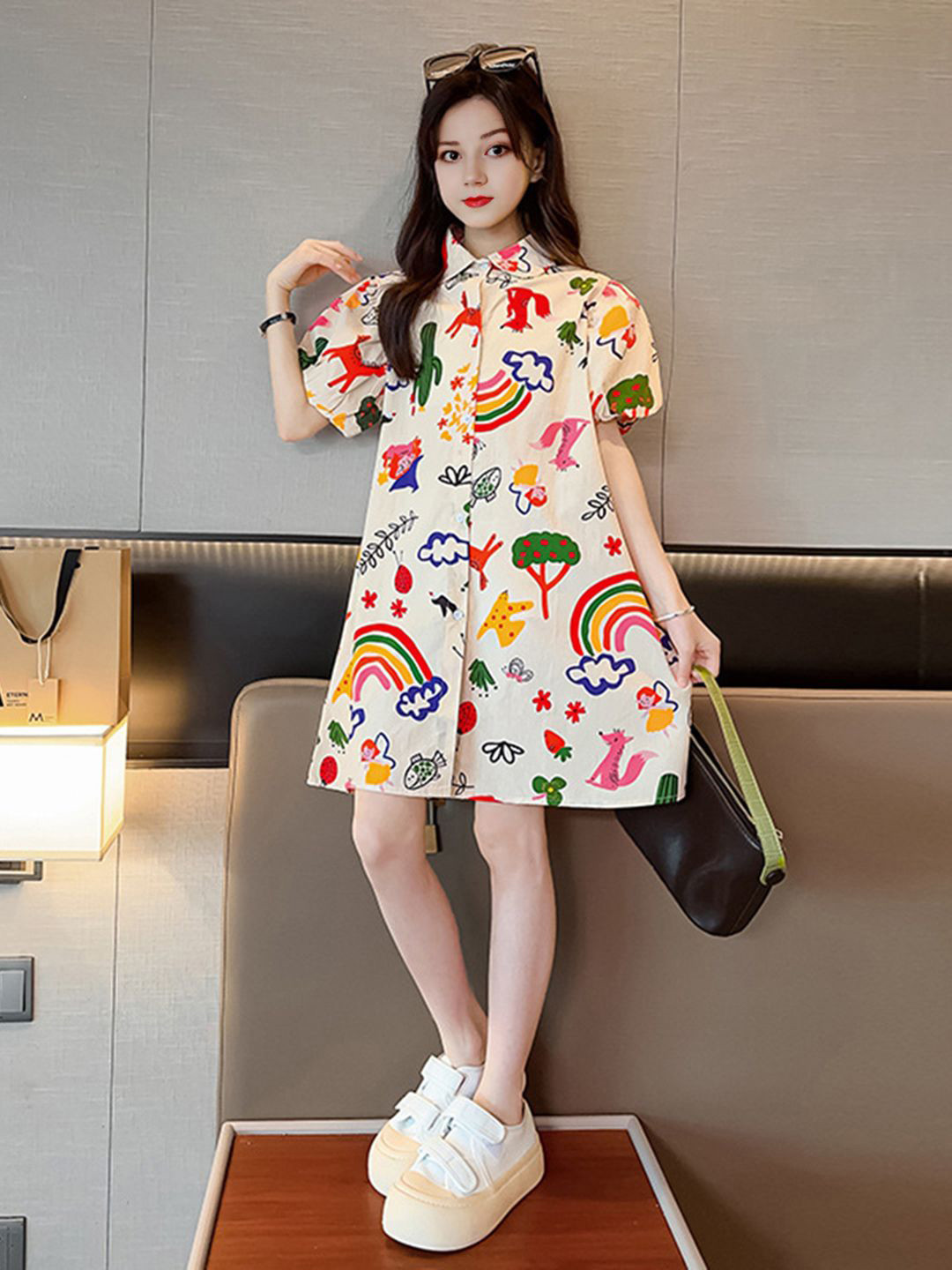INCLUD Girls Conversational A-Line Shirt Dress