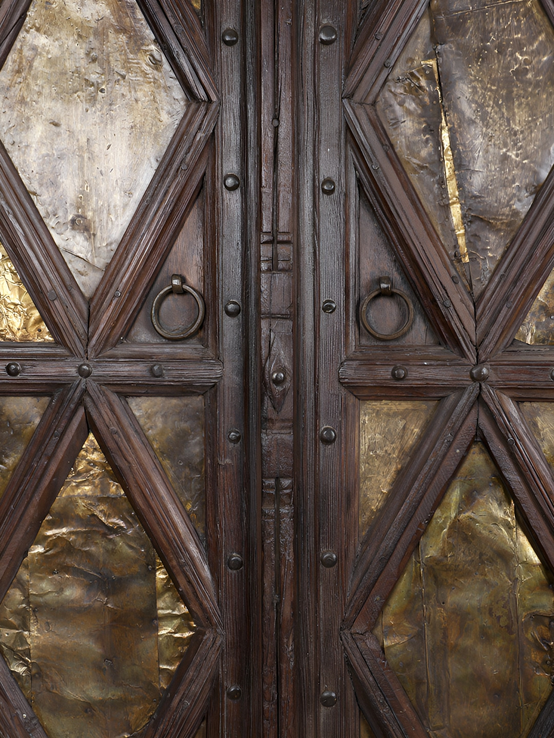 Exotic India Brass & Wood Vintage Style Double Door