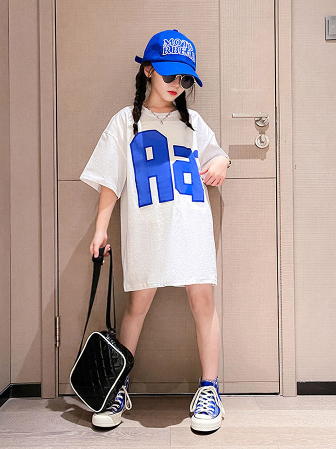 INCLUD Length Shirt Alphanumeric Above Knee T-Shirt Dress