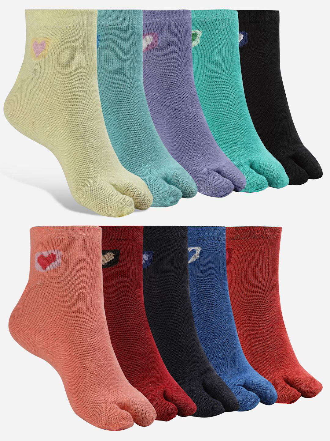 Texlon Pack Of 10 Patterned Ankle-Length Socks