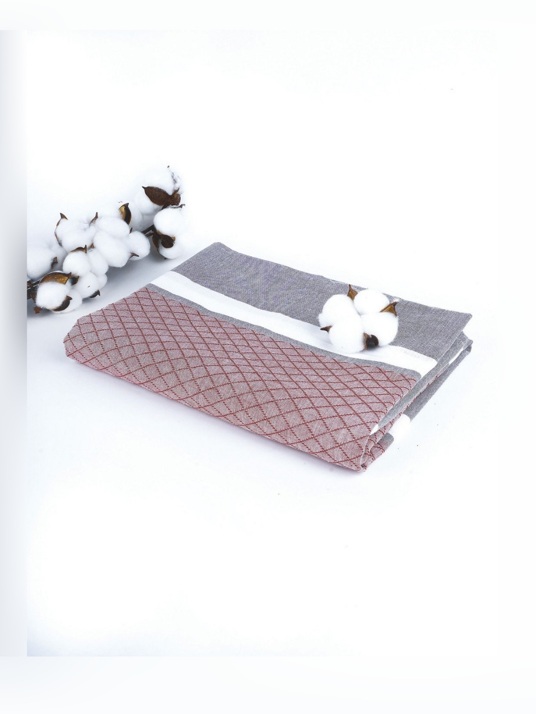 Thirsty Towel Brown & White Striped Pure Cotton 250 GSM Brocade Bath Towel