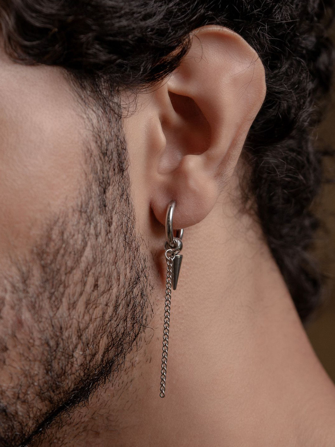 SWASHAA Samuel Men Silver-Plated Stainless Steel Contemporary Drop Earrings