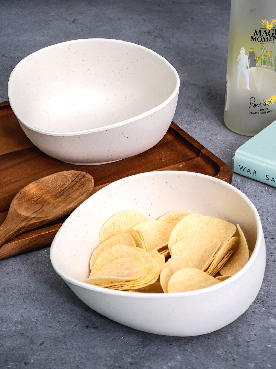 Stehlen White 2 Pieces Melamine Glossy Bowls 870 ml Each