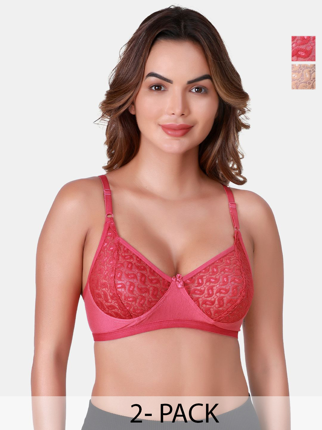 SKDREAMS Pack Of 2 Medium Coverage Net Everyday Bra