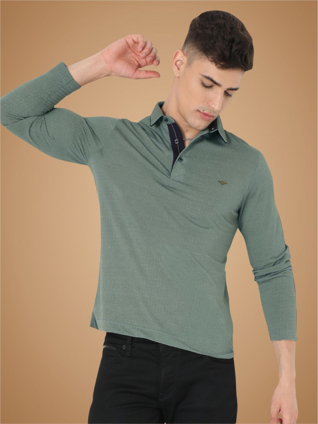STELLERS Men Long Sleeve Wrinkle Free Quick Dry Polo Collar T-Shirt