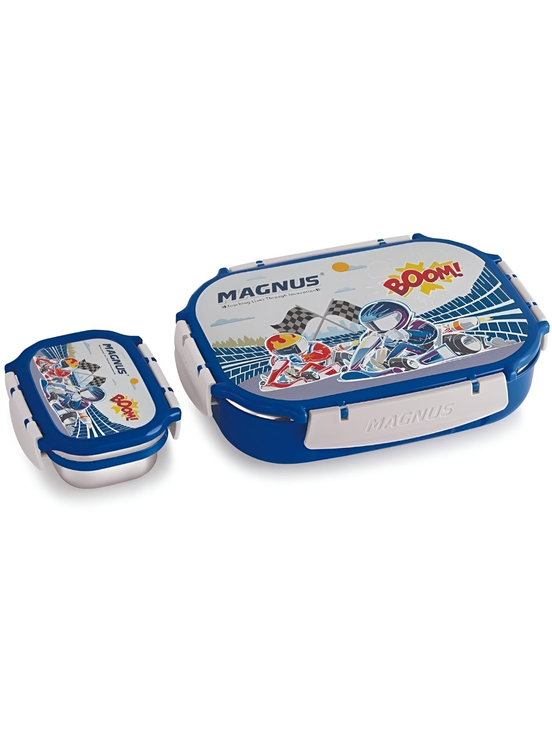MAGNUS Blue & White 2 Pieces Stainless Steel Lunch Box