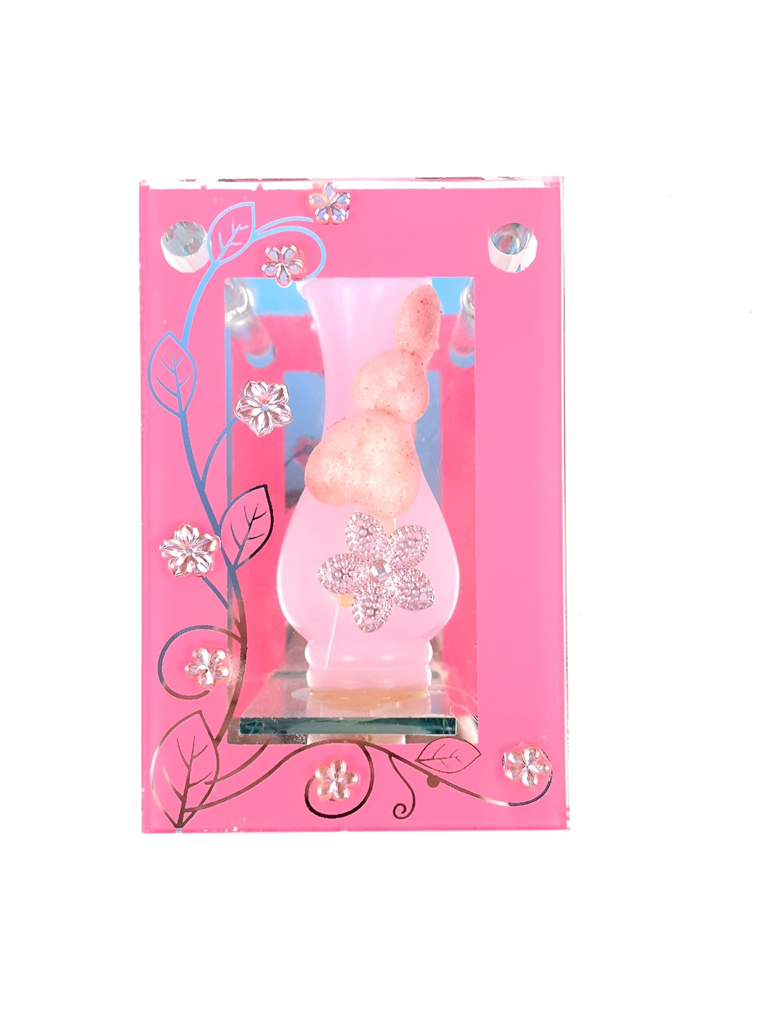 apka mart Decorative Vase Pink Glass Glossy Home Office Small Showpiece - 5.9 Inches