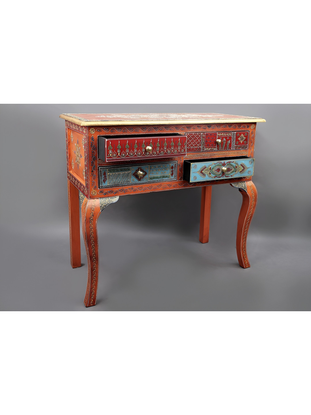 Exotic India Orange Wood Natural Living Room Hand Made Extra Large Showpiece - 16 Inches