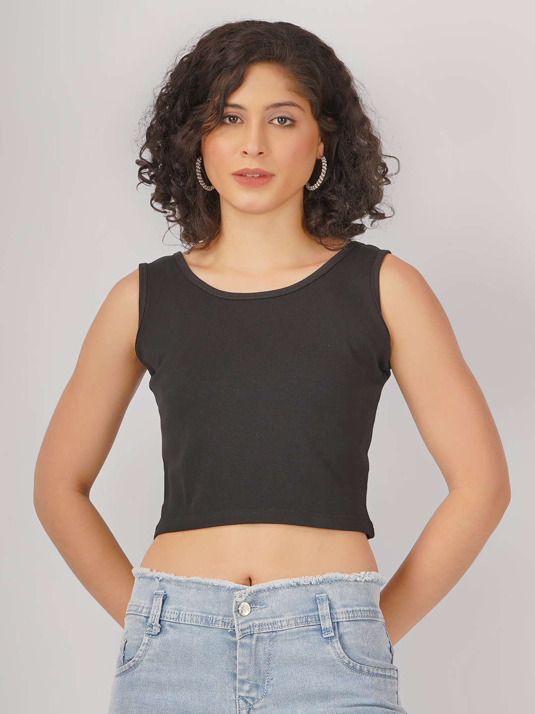 MIMID Women Solid Round Neck Cotton Slim Fit T-Shirt