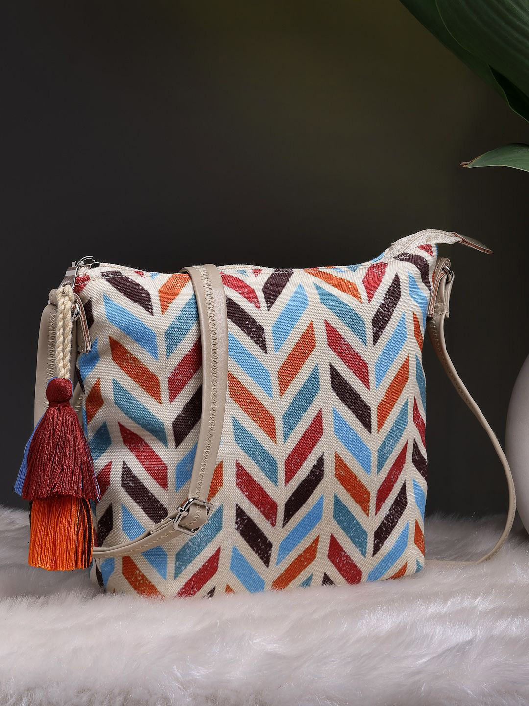 Anekaant Graphic Chevron Printed Sling Bag
