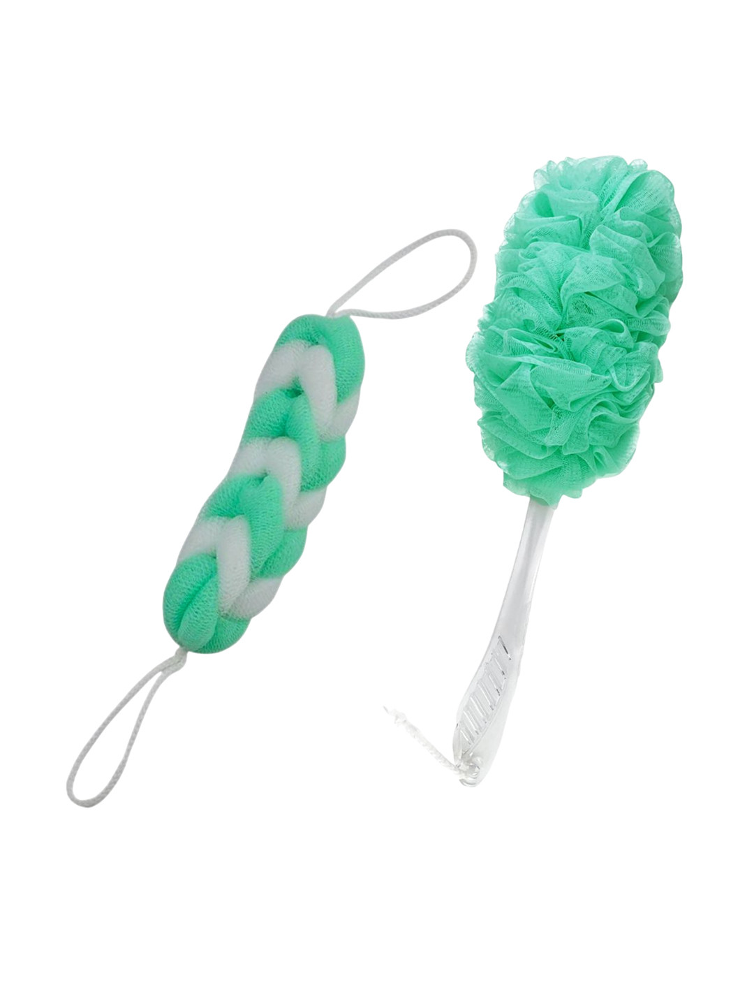 CareDone Set Of 2 Soft Back Scrubber Loofah & Long Loofah With Handle
