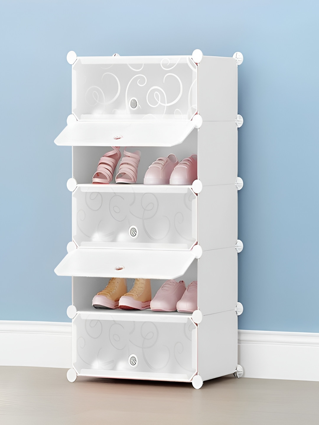 KriShyam White 5-Door Portable Shoe Rack Organizer