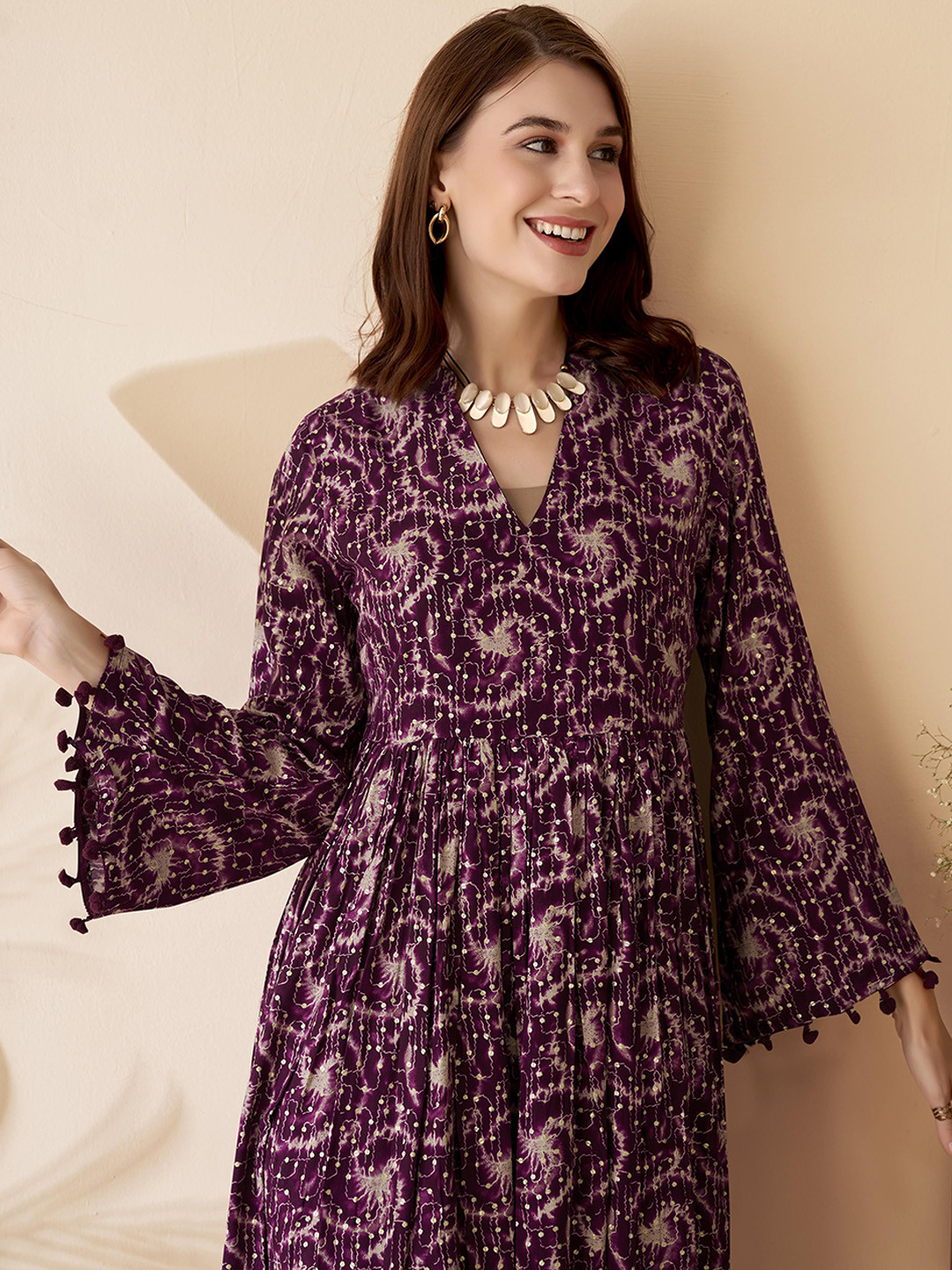 Anouk Abstract Midi Tassel Ethnic Dress